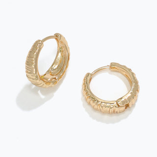 Periwinkle Earrings-Mini Gold Textured Hoops