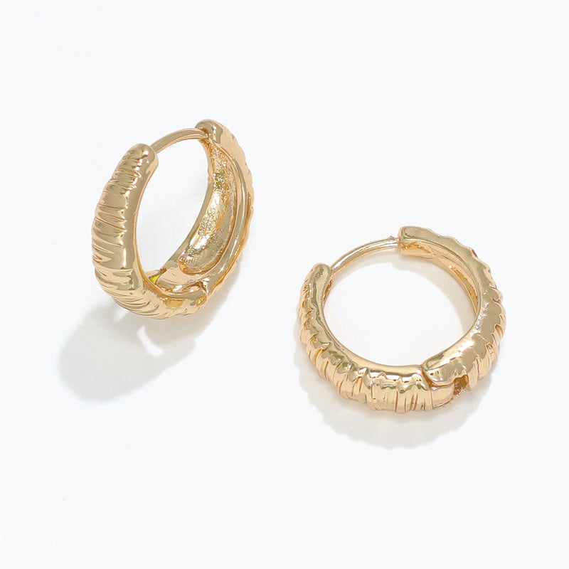 Earrings-Mini Gold Textured Hoops