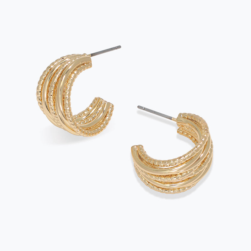 Earrings-Multi Strand Gold Hoops