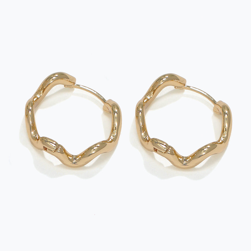 Earrings-Gold Wavy Hoops