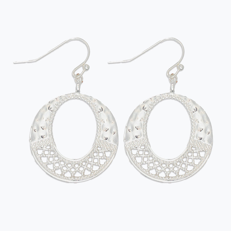 Earrings-Silver Hammered & Openwork