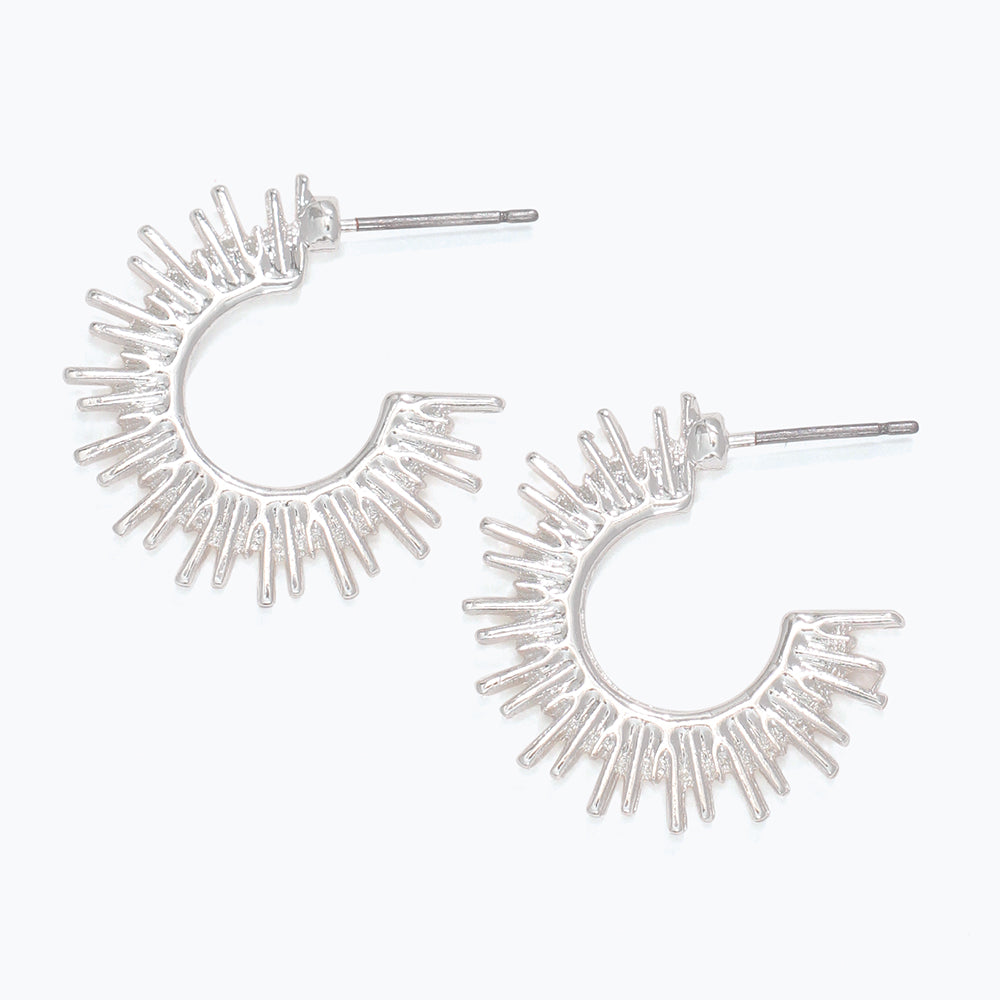 Earrings-Silver Burst Cuffs