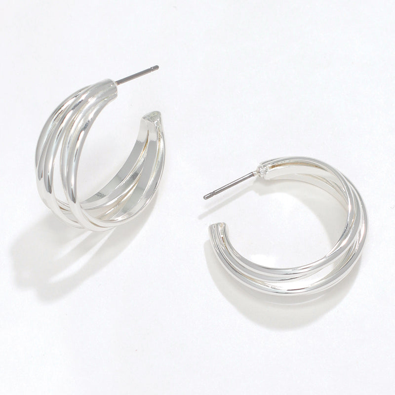 Earrings-Multi Strand Silver Hoops