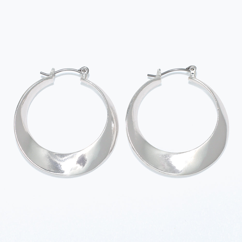 Periwinkle Earrings-Polished Silver Hoop Twist