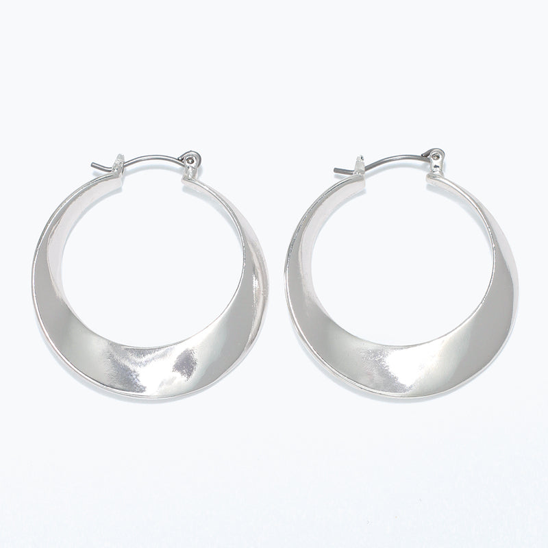 Periwinkle Earrings-Polished Silver Hoop Twist