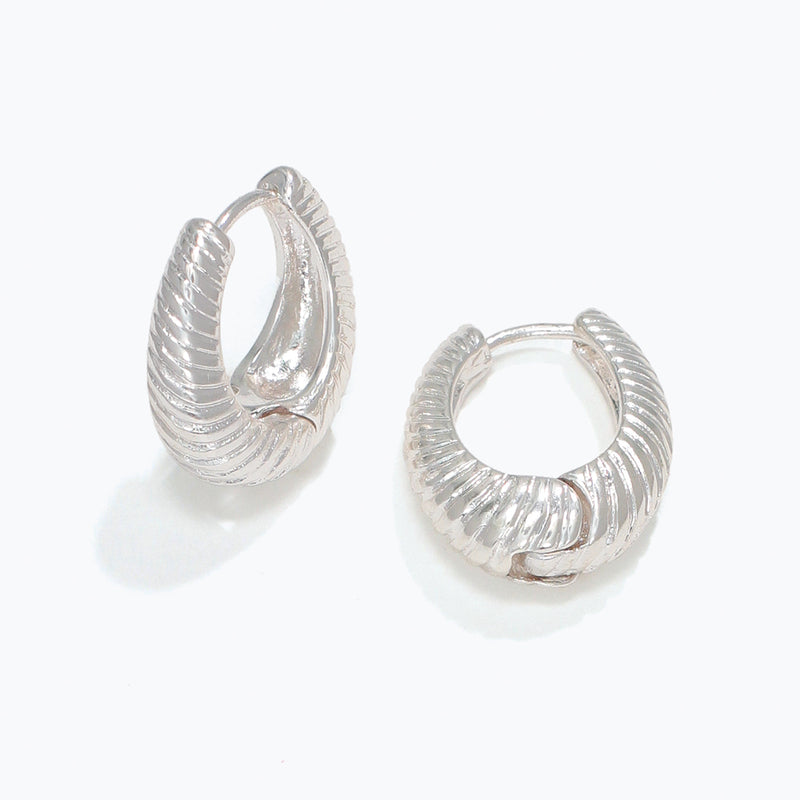 Periwinkles Earrings-Textured Slvr Hoops