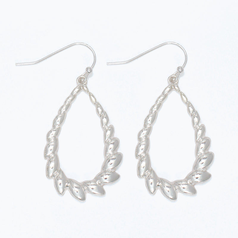 Periwinkle Earrings-Decorative Silver Teardrop