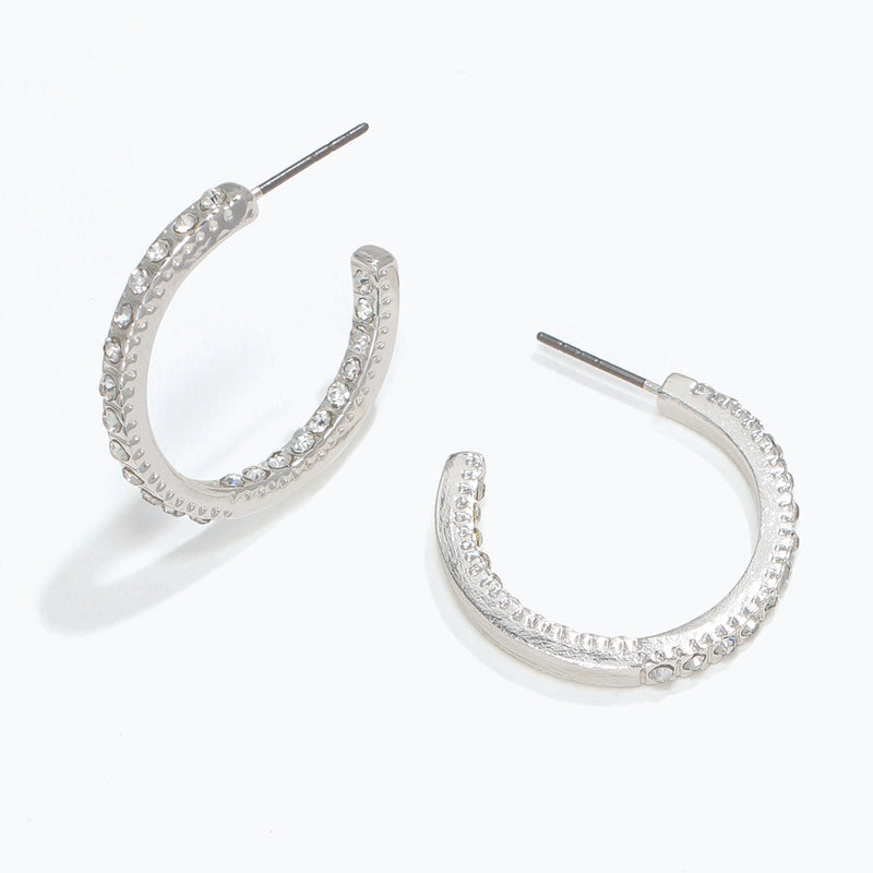 Periwinkle Earrings-Silver Hoops w Crystal Inl