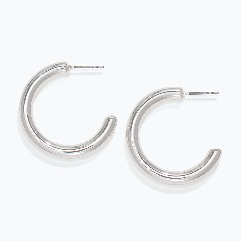 Earrings-Round Silver hoops