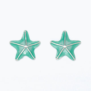 Earrings-Starfish w Aqua Green