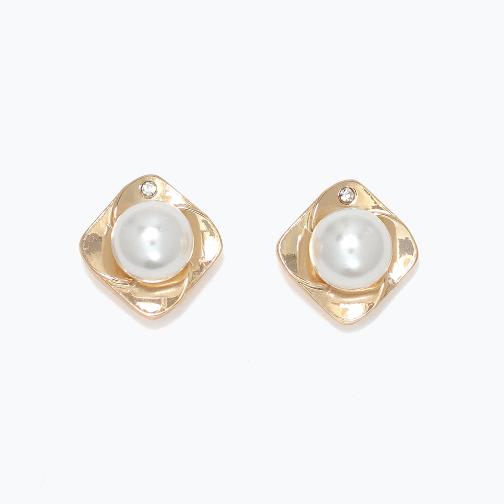 Earrings-Gold w Crystals &amp; Pearls