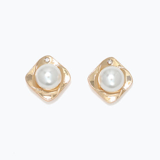 Earrings-Gold w Crystals & Pearls