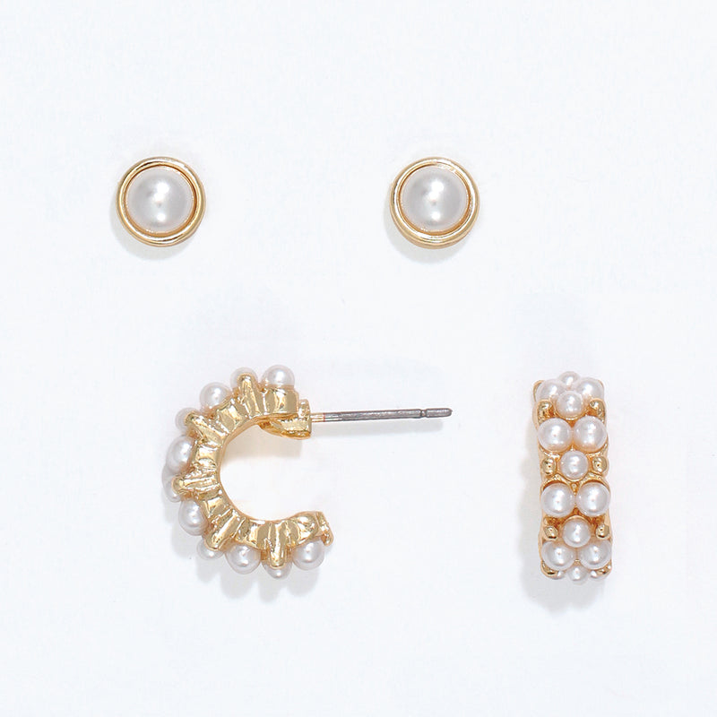 Earrings-DUO Gold with Pearls