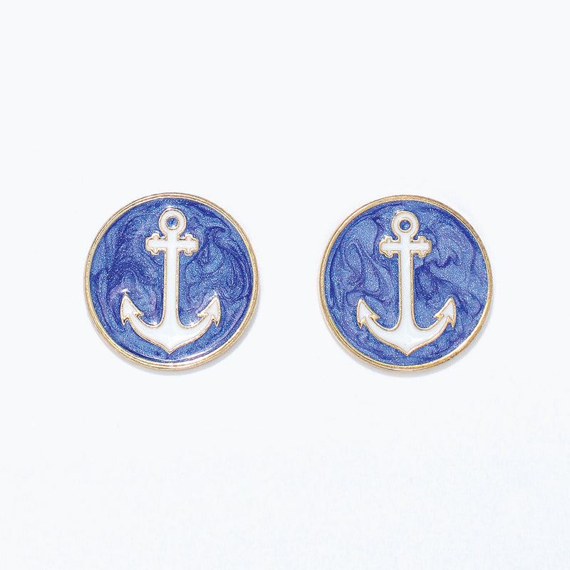 Earrings-Blue + White Anchor Posts