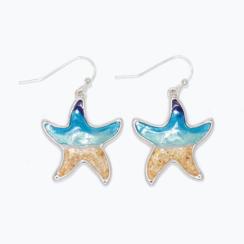 Earrings-Beach Scene Starfish