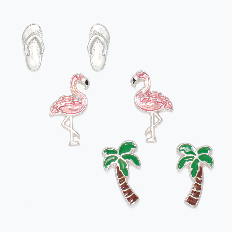 Earrings-Enameled Tropical Trio