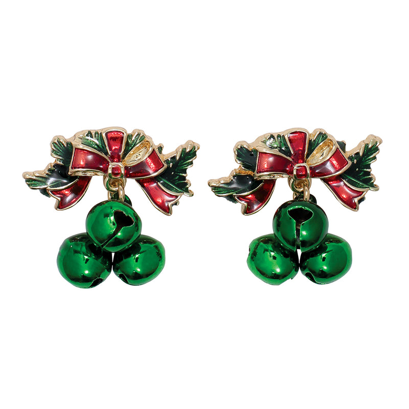 Earrings-Red Bow + Jingle Bells