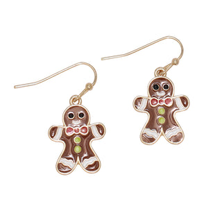 FINAL SALE Earrings-Enamel Gingerbread Men