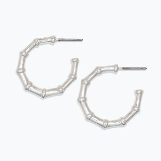 Earrings-Silver Bamboo Hoops