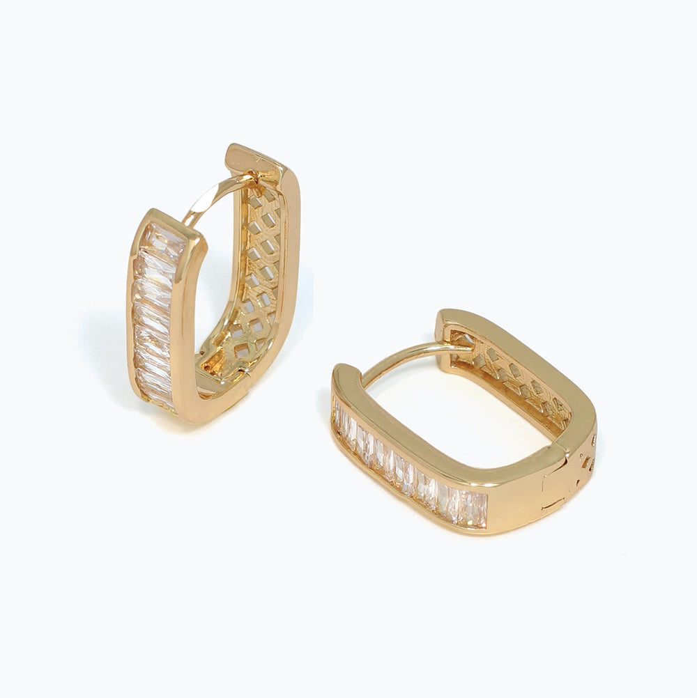 Earrings-Clear CZ Hoops in Gold