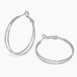 Earrings-Two Strand Silver Hoops