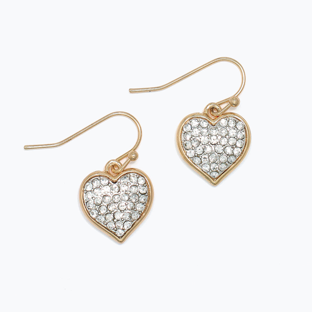 Earrings-Gold Hearts w Crystals