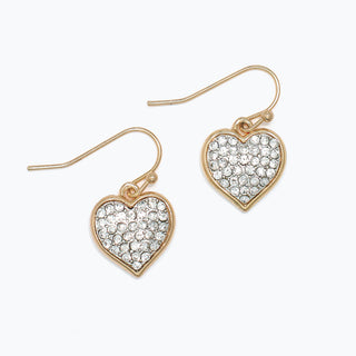 Earrings-Gold Hearts w Crystals