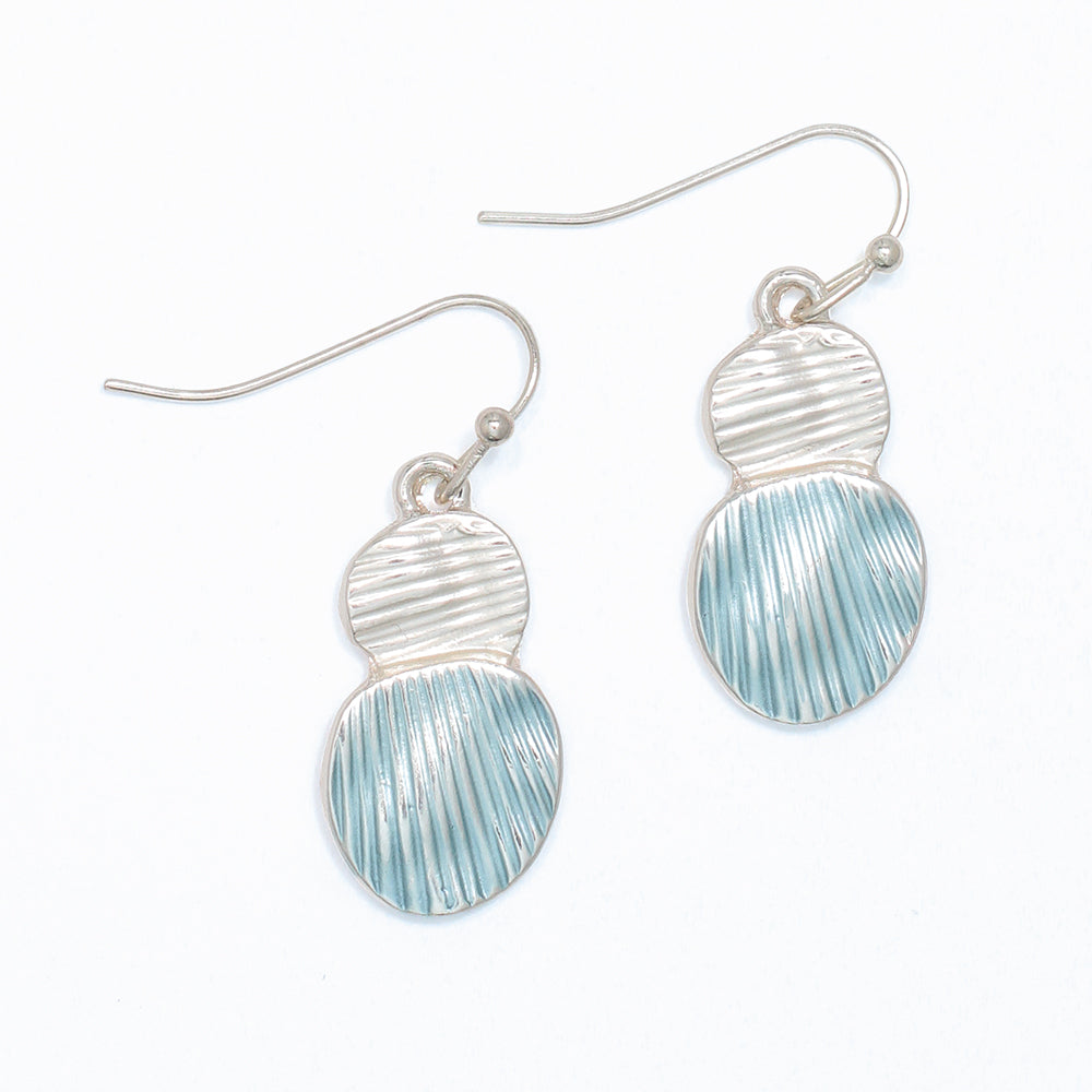 Earrings-Textured Matte Blue+Silver