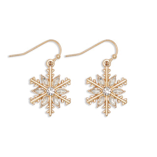 Periwinkle Earrings-Gold Snowflakes w Crystals