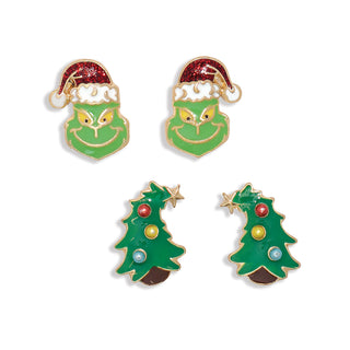 Earrings-Mean One + Christmas Tree