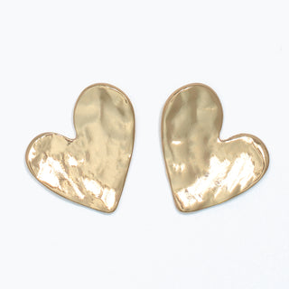 Earrings-Gold Hammered Hearts