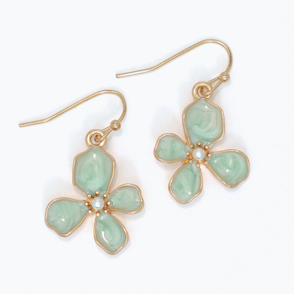 Earrings-Enamel Flowers w Pearls