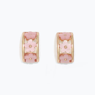 Earrings-Dusty Pink Flowers w Gold