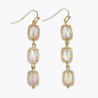 Earrings-Gold 3 Tier Crystal Drops