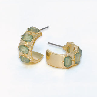 Earrings-Faceted Sage Green in Gold