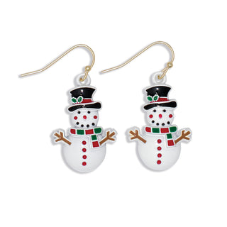 Periwinkle Earrings-Snowman w Hat + Scarf