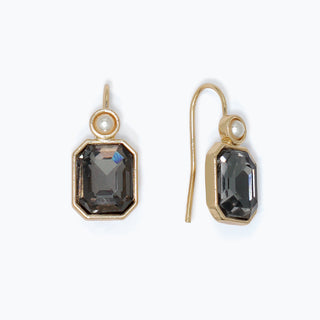 Earrings-Gray Crystal with Pearl Dr