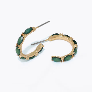 Earrings-Faceted Green Gold Hoops