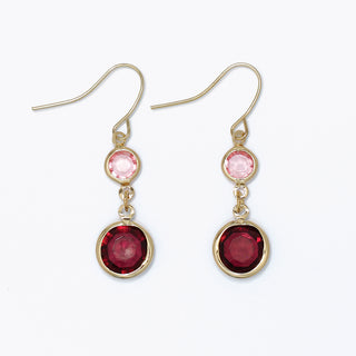 Earrings-Burgundy+Pink Crystal Dang