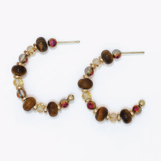 Earrings-Tiger Eye Beaded Hoop
