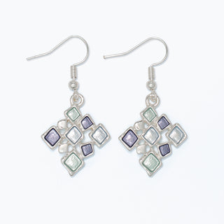 Earrings-Soft Blue Enamel on Silver