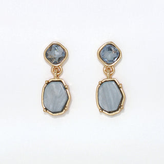 Pweiwinkle Earrings-Dusty Blue w Crystals