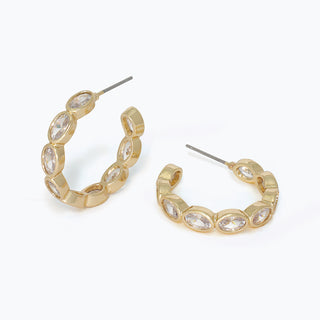 Periwinkle Earrings Gold Hoops with Crystals