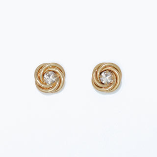 Earrings-Gold Twists with Crystals