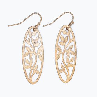 Earrings-Brushed Gold Leaf Cutout