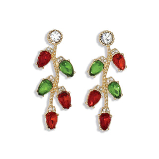 Earrings-Red & Green Cry Bulb Stran