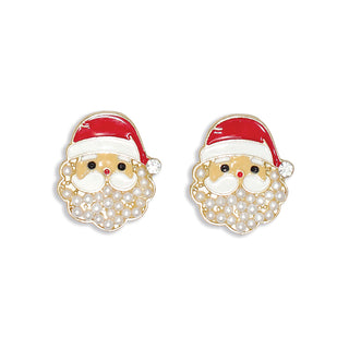 Earrings-Jolly Santa with Pearls