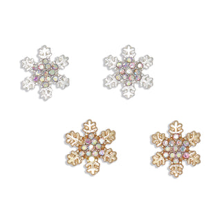 Periwinkle Earrings-Duo Crystal Snowflakes