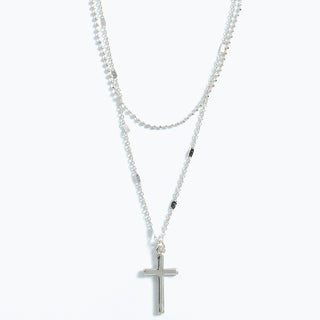 Periwinkle Necklace-Silver Layered Cross