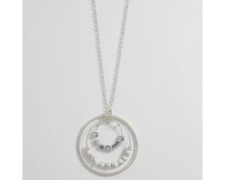 Silver circles with howlite and faceted crystals 8150906